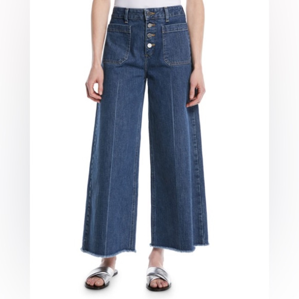 ELIZABETH & JAMES Carmine Wide-Leg Frayed Jeans with Button Fly